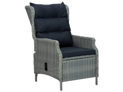 Cadeira Jardim Reclinável C/ Almofadões Vime Pe Cinzento Claro Dkd Home Decor