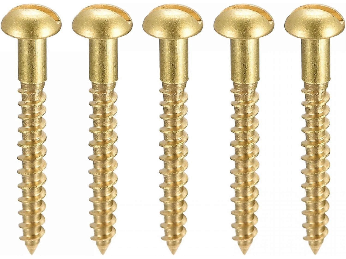 Tornillos de latón autoatacantes, cabeça redonda, ranurada, M2.5x20mm, para madeira, 100 peças | S/MARCA