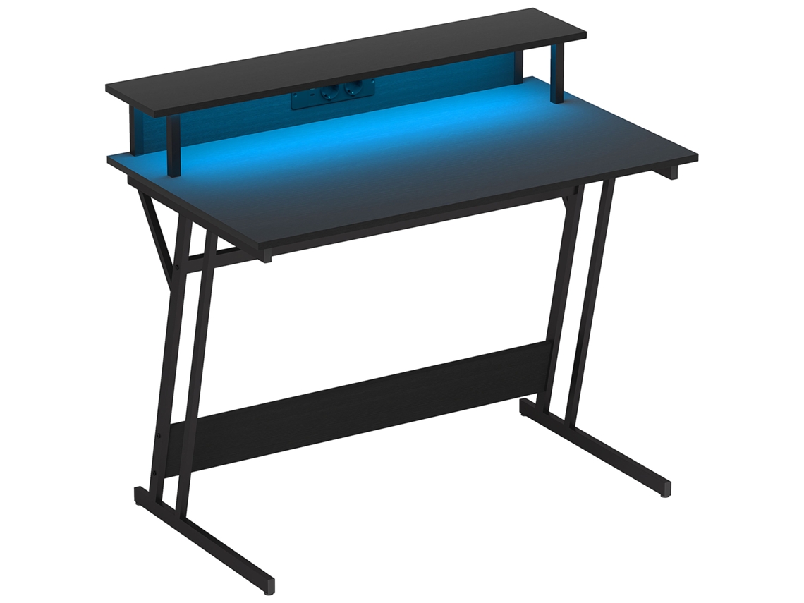 Mesa gamer com luzes LED e suporte para monitor (100x60x88,5 cm) preto BTFORUS