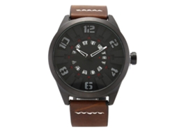 Reloj Hombre Impermeable Con Calendario Cuarzo Moda Caja Negra Números Grises