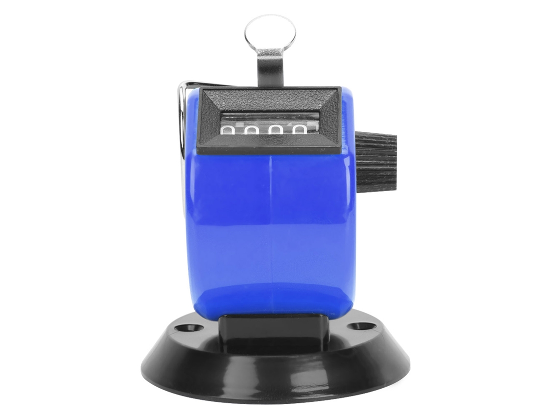 Calculadora Manual Berm de 4 Dígitos, Ferramenta de Contagem Mecânica em Plástico Abs com Base de Gancho, Azul BRILVIBERA