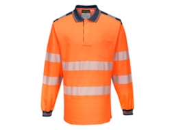 Polo De Alta Visibilidade De Manga Comprida Pw3 Laranja E Preto / 4xl