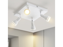 Plafon Led 4 Focos De Teto Modelos De Plafon Quadrado Branco Gu10 Metal Interior Sem Lâmpada Nettlife