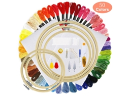 Lurelia Kit Bordado Ponto Cruz Iniciante Algodão 5 Bastidores 12 X 18 Polegadas 30 Agulhas Branco Com Bastidor