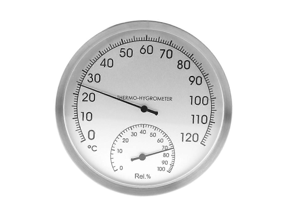 Termômetro De Parede Redondo Atualizado Para Uso Interno E Externo, Higrômetro Adequado Para Sauna, Cor Prata. Nostalgia88