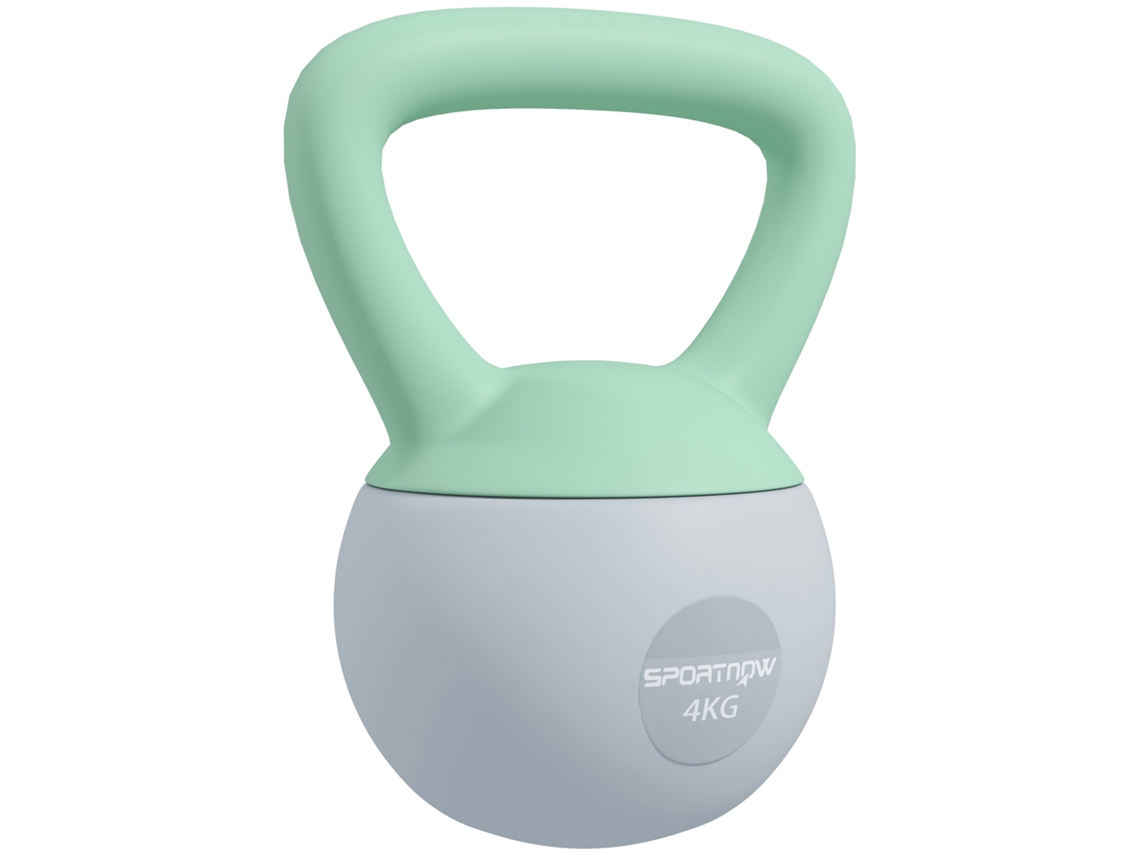 Kettlebell VELTUS TRADE, 4 Kg, preenchido com areia, verde e cinza