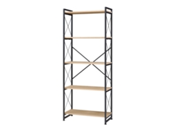 Estante De Pé Skørping 5 Prateleiras Metal 160x65x30cm Preto / Efeito Carvalho [EN.CASA]