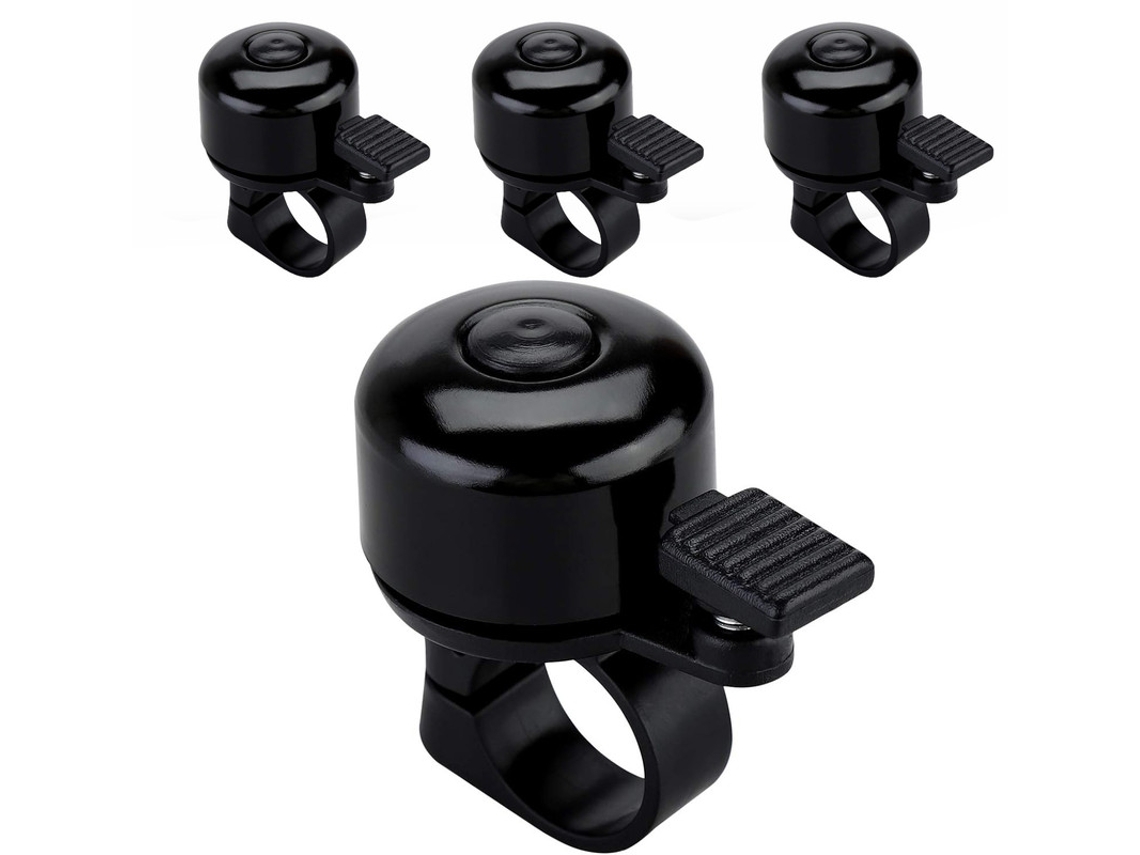 Conjunto de 4 Campainhas de Bicicleta em Preto Acessório de Segurança AQUAFORGE
