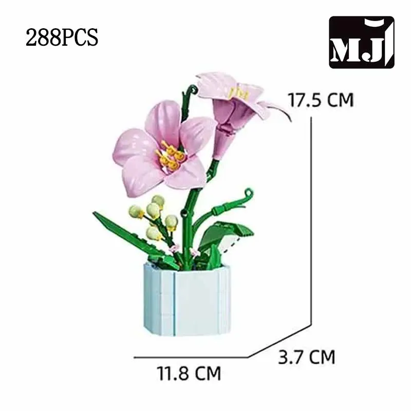 (288 Peças) Blocos De Montar Em Forma De Vaso De Flores