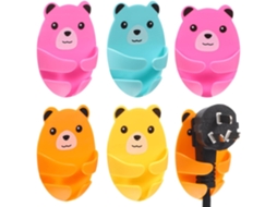 Conjunto De 12 Presilhas Adesivas Para Cabos, Suporte De Parede Em Abs Para Tomadas, Formato De Urso Fofo, Sem Parafusos