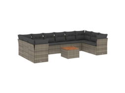 Conjunto de 11 Sofás de Jardim com Almofadões Vime Pe Cinzento MAISON EXCLUSIVE