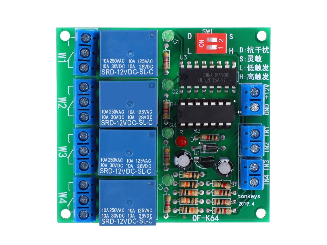 Veloriskku módulo de Relé K64 A 12v 4ch com Sensibilidade Ajustável, Disparo de Nível Alto/baixo e Interruptor de Auto bloqueio