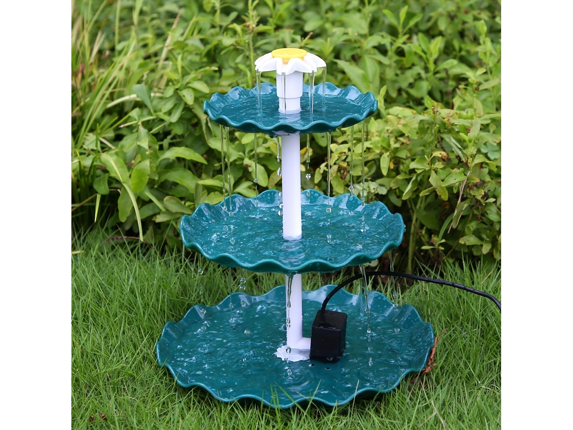 Fonte De Jardim De 3 Níveis Com Bomba Elétrica - Decoração Exterior Relaxante, Ideal Para Banho De Aves E Ambiente Zen