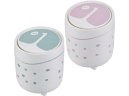 Conjunto de 2 Mini Lixeiras Mesa Stobaza em Plástico, Portáteis Kawaii para Escrivaninha, Rosa e Verde com Des