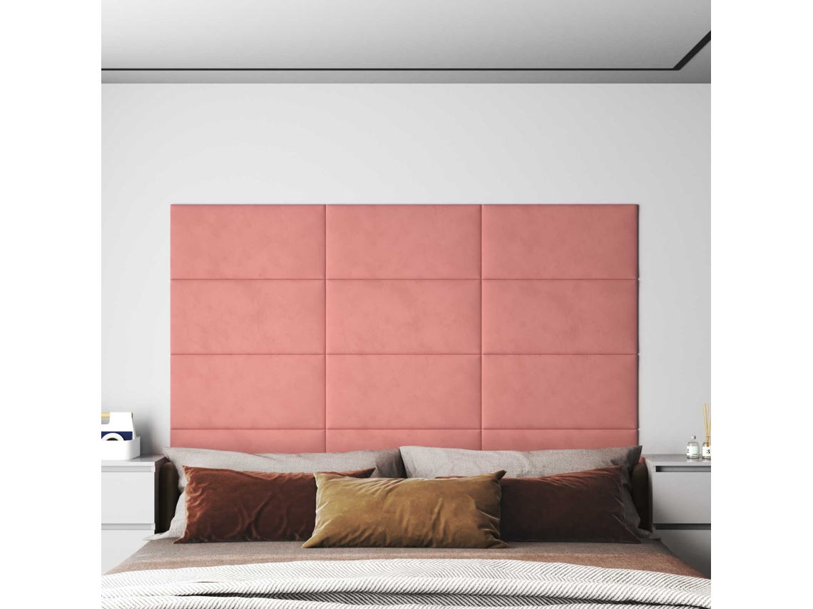 Vidaxl Cabeceira De Parede 12 Pcs Rosa Veludo