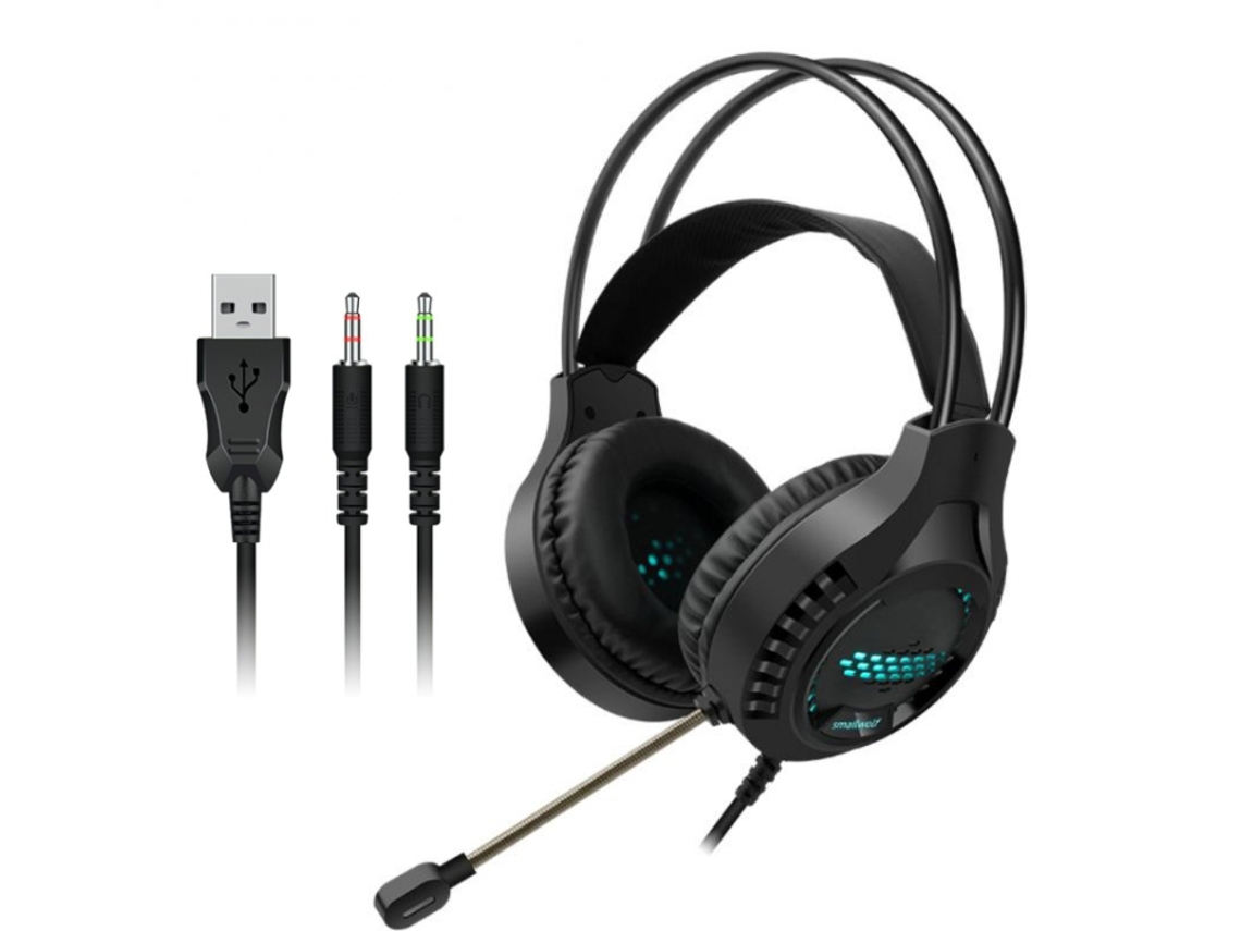Auscultadores Gaming ZRUXE Ak3 com Fios 3.5mm, Microfone e Iluminação Led