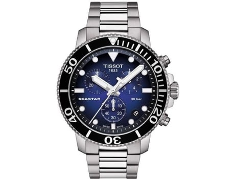 Pulseira Masculina em Aço TISSOT Relógio TISSOT Seastar 1000 Chronograph Cor Do Material: Branco