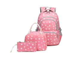 Mochila Estampada, Mochila Escolar Para Estudantes, Conjunto De Três Peças, Rosa, 19 Polegadas