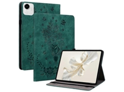 Capa De Couro Antirrisco Com Estampa De Flor Rosa Verde Para Honor Pad X9a