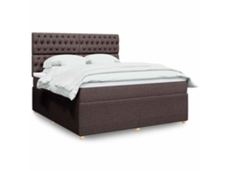 Vidaxl Cama Com Molas/colchão 180x200 Cm Tecido Castanho-escuro