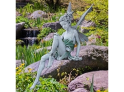 Estátua de fada PRUMYA - enfeite de jardim de resina - branco PRUMYA