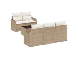 Conjunto 6 Móveis De Jardim Vidaxl Bege Vime Pe (55 X 55 X 37 Cm)