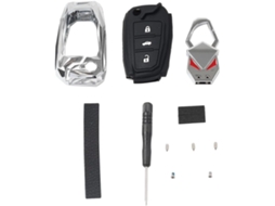 Fsfy 1-conjunto De 3-chaveiros Com Botões, Carcaça Para Controle Remoto, Liga De Zinco E Silicone Prateado Para A3