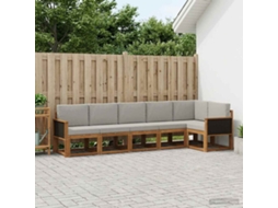 Vidaxl Conjunto De Sofás Para Exterior 6 Pcs Natural E Cinzento-claro