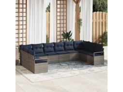 Vidaxl Conjunto De Sofás 10 Unid. Cinzeto Vime Pe