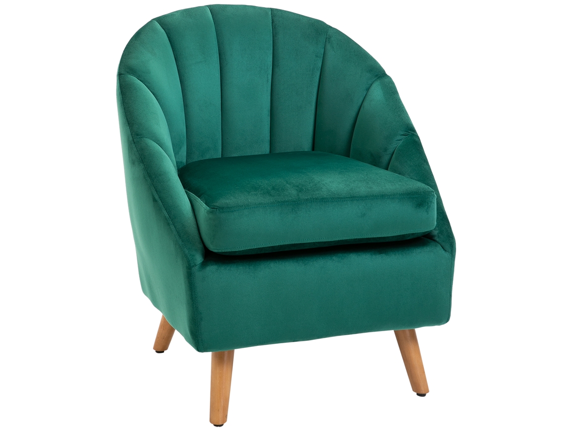 Sofá Veludo Verde S/MARCA acolchoado grosso estrutura madeira maciça 67x65x77cm