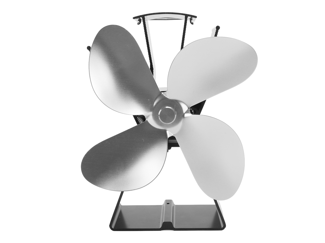 Ventilador de Lareira 4 Lâminas Termeléctrico Prata