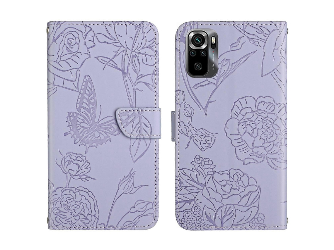 Capa De Celular Flip Em Couro Sintético Com Textura De Borboleta E Toque Suave Para Xiaomi Poco M5s Ht03