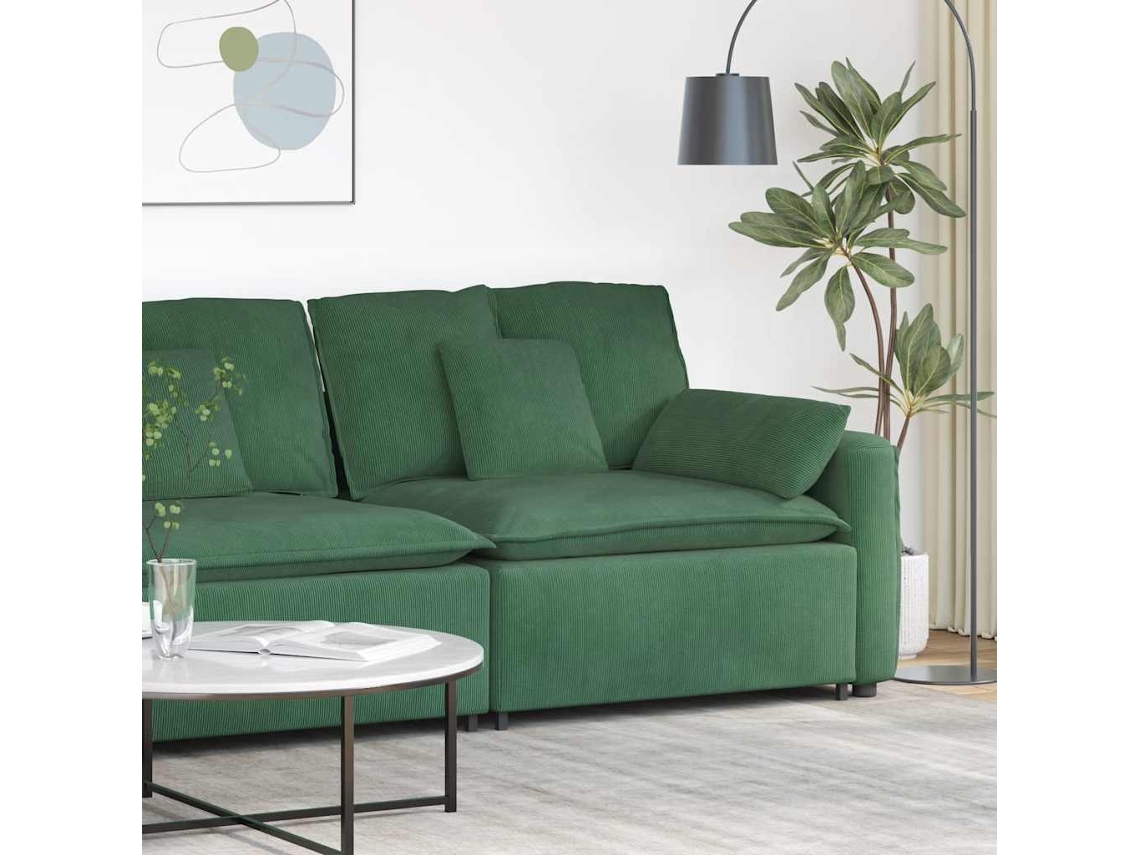 Vidaxl Módulo De Extremidade De Apoio De Braço Para Sofá Modular Com Almofadas, Verde Escuro, 100 Cm