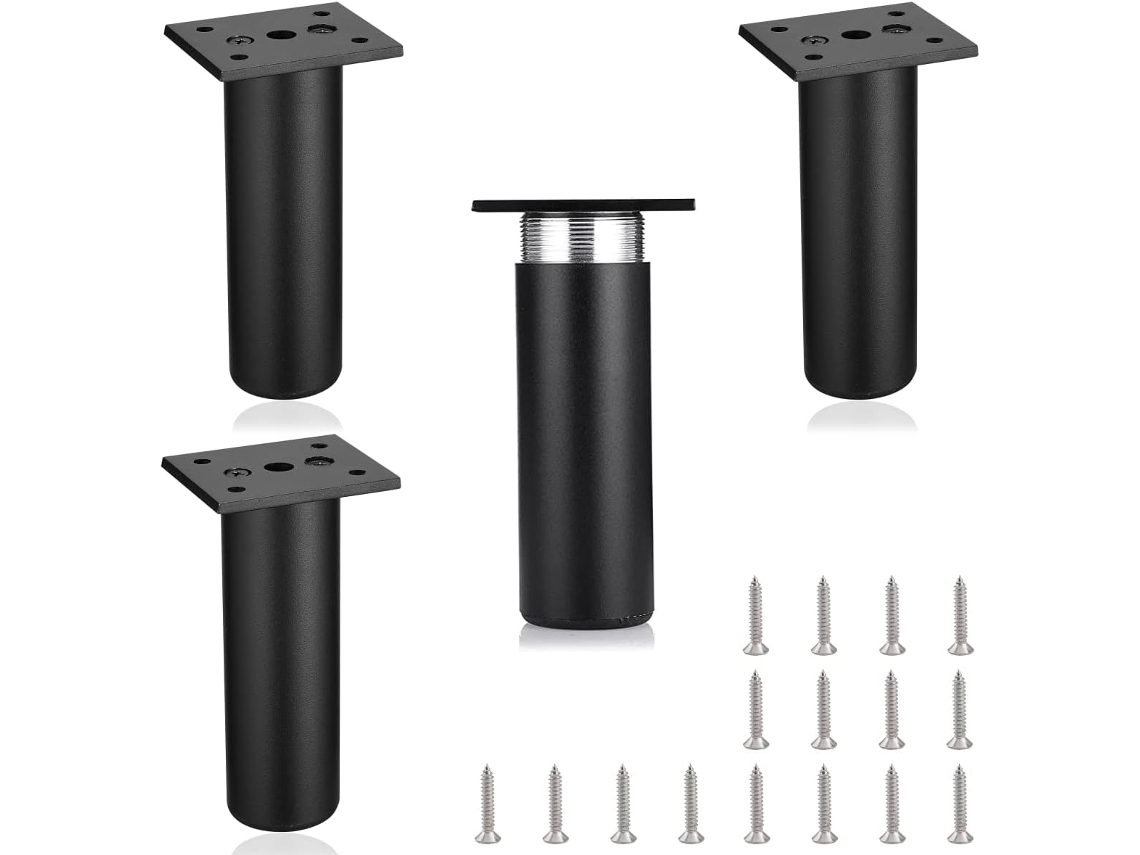 Pés Para Móveis, 4 Peças, Em Metal, 12 Cm, Cor Preto, Ajustáveis, Para Móveis