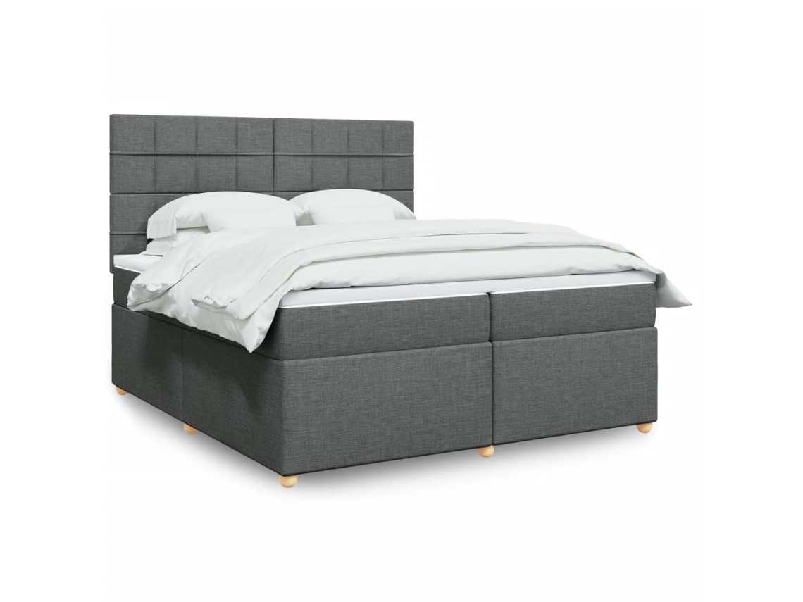 Vidaxl Cama Com Molas/colchão 200x200 Cm Tecido Cinzento-escuro
