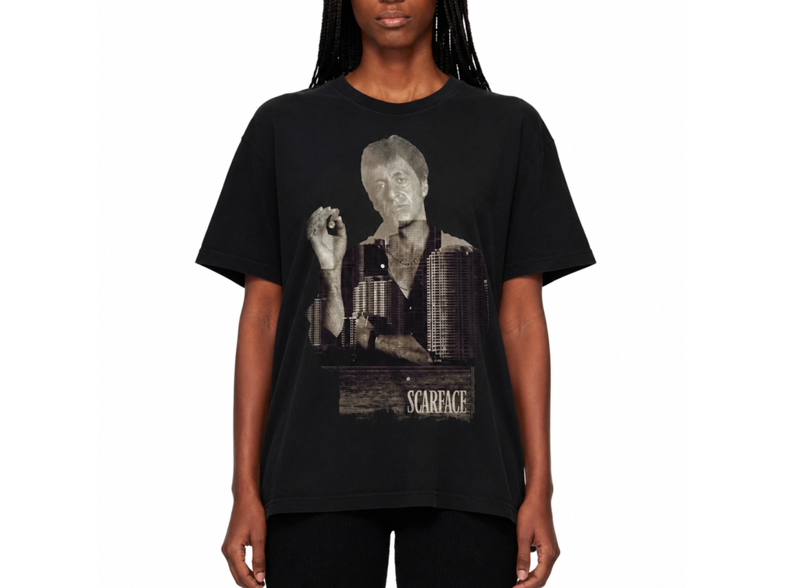 Rockinstone Scarface Movie Double Expose Black Adult T-shirt Size:m