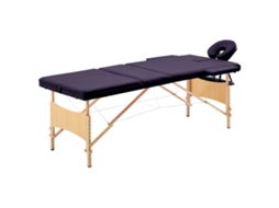 Vidaxl Mesa De Massagens Dobrável 3 Zonas Madeira Roxo