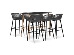 Vidaxl 7 Pcs Conjunto De Bar Preto E Cinzento