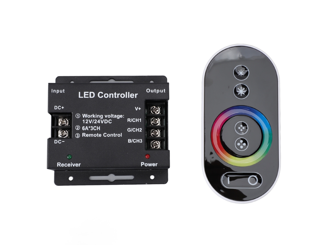 Controlador Remoto por Toque Rgb Led Sem Fio Rf com Dimmer Dc12v 24v 30 50m | S/MARCA