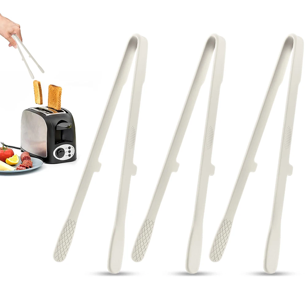 Alicate de Precisão de Silicone para Cozinha, Antiderrapante e Resistente Ao Calor, Adequado para Grelhar e Cozinhar. MDUG (branco, 3 Peças)