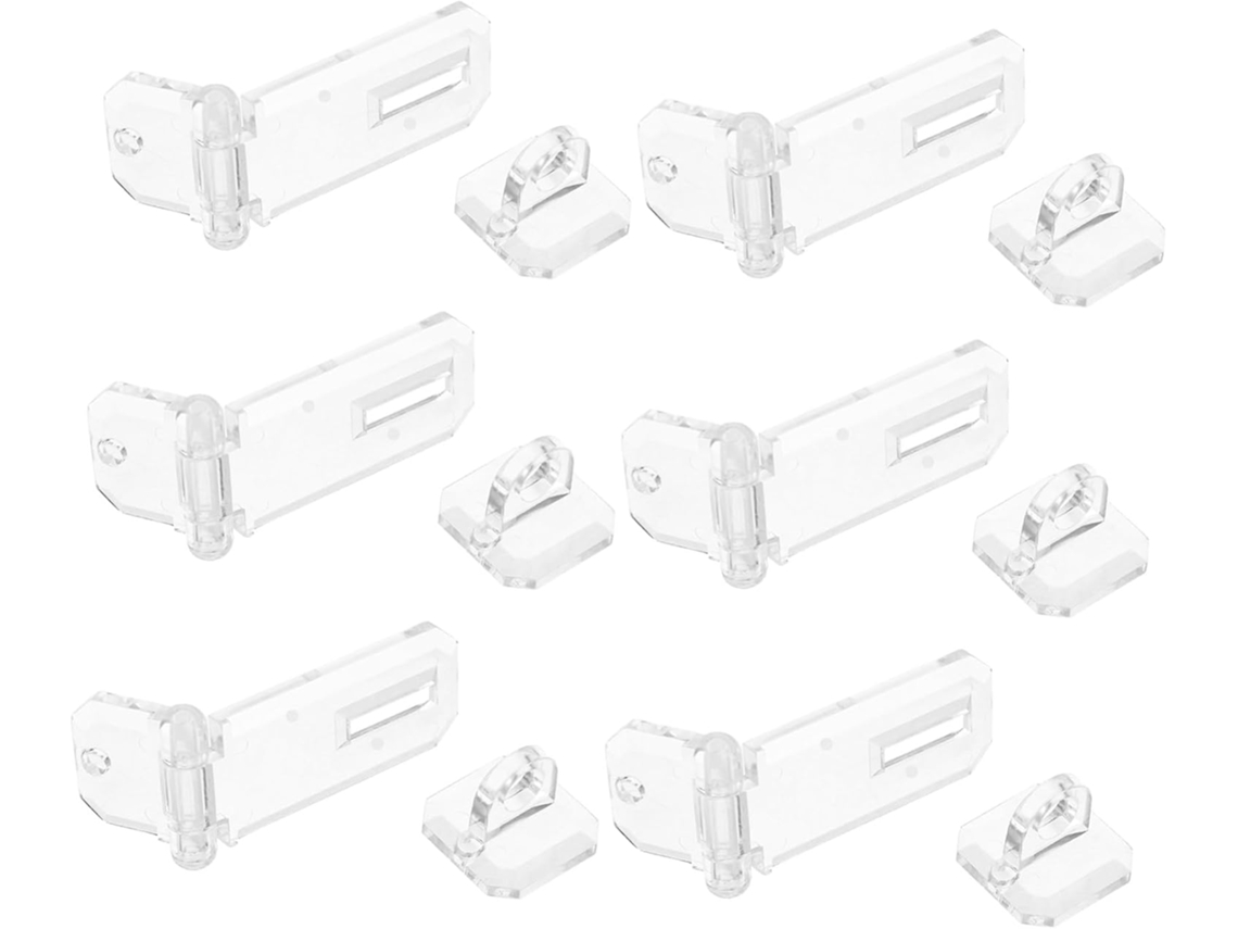 Conjunto De 6 Pequenas Caixas Expositoras Transparentes Com Fecho Acrílico Para Armário, Fechamento Transparente, Fivela