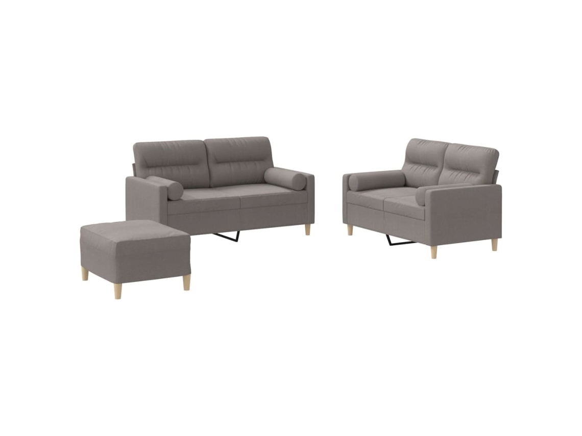 Conjunto De Sofás Vidaxl Marrom-acinzentado Tecido (70 X 55 X 41 Cm)