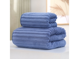 Toalha de Banho Extra Grande em Fleece Coral Azul BRILVIBERA (1 Toalha de Banho 35x75cm, 1 Toalha de Rosto 70x140cm)