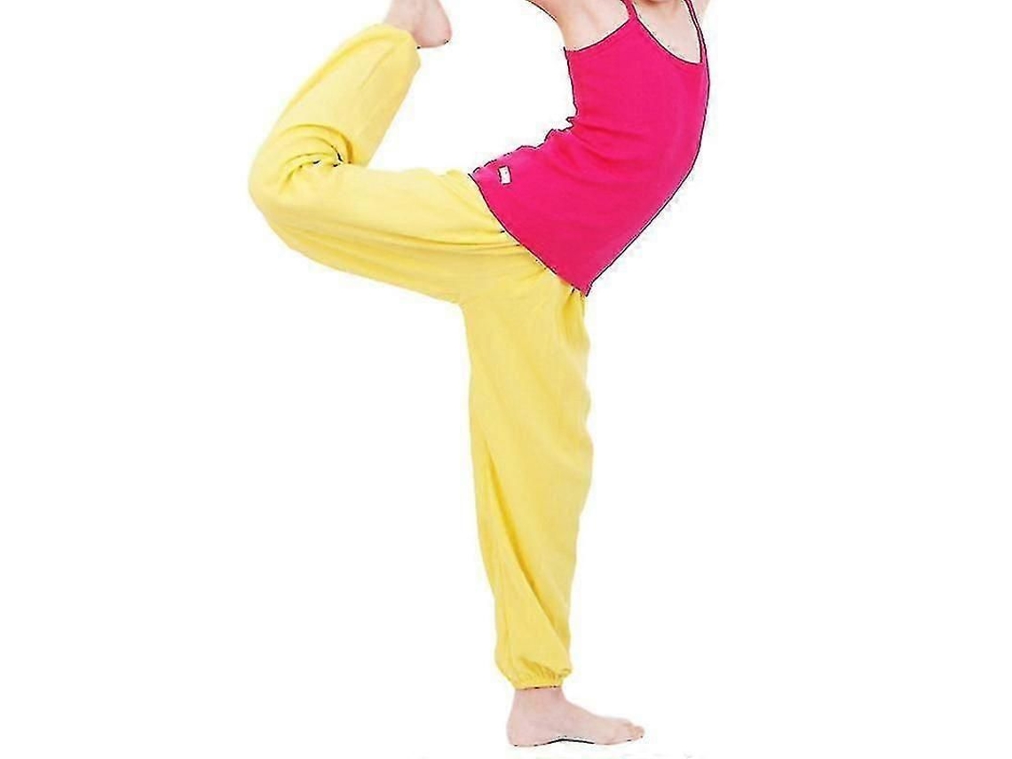 Calças Baggy Para Crianças Menino Menina Dança Aladdin Bloomers Yoga Casual Soltas Harem Amarelo