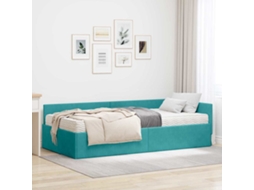 Vidaxl Estrutura De Cama De Canto Com Colchão 2 Unid. Turquesa Veludo