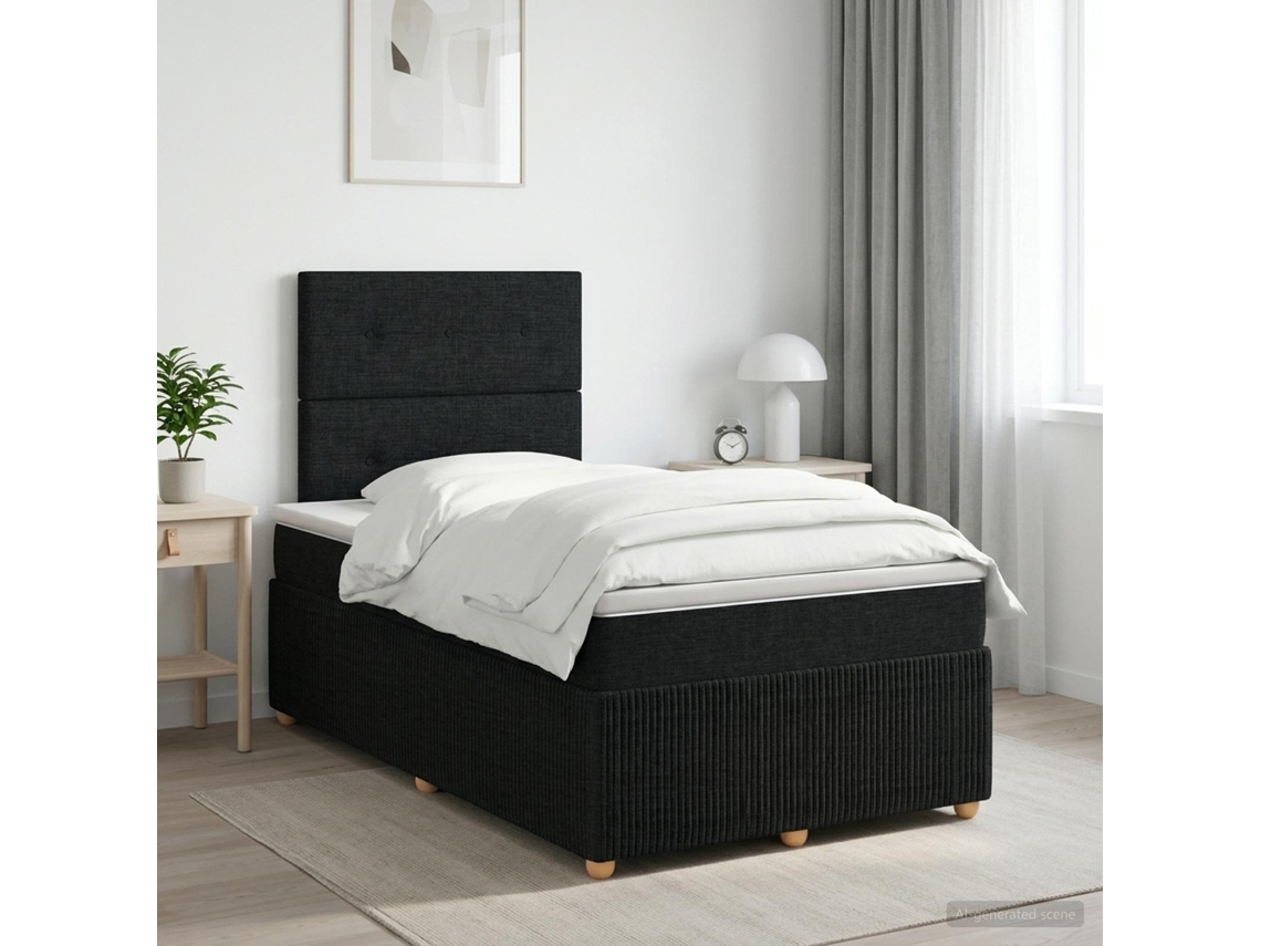 Vidaxl Cama Box Spring Com Colchão Preto 120 X 200 Cm Tecido