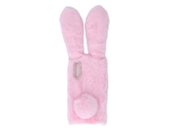 Funda de silicone com orelhas de coelho de pelúcia, rosa, para A50