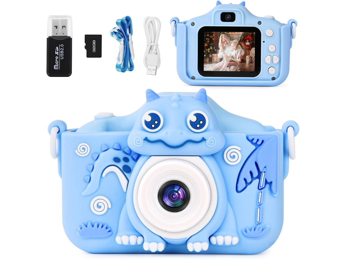 Câmera Infantil Câmera Digital Recarregável Para Crianças De 3 A 12 Anos, 1080p Hd, Tela De 2,0 Polegadas Com Cartão Sd De 32 Gb Brilvibera