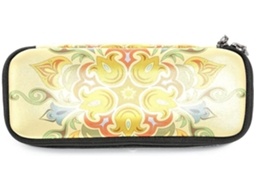 Estojo grande com estampa floral mandala, ideal para escola, mesa, adultos, meninas e meninos.