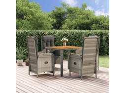 Vidaxl 5 Pcs Conjunto De Jantar P/ Jardim C/ Almofadões Vime Pe Cinza